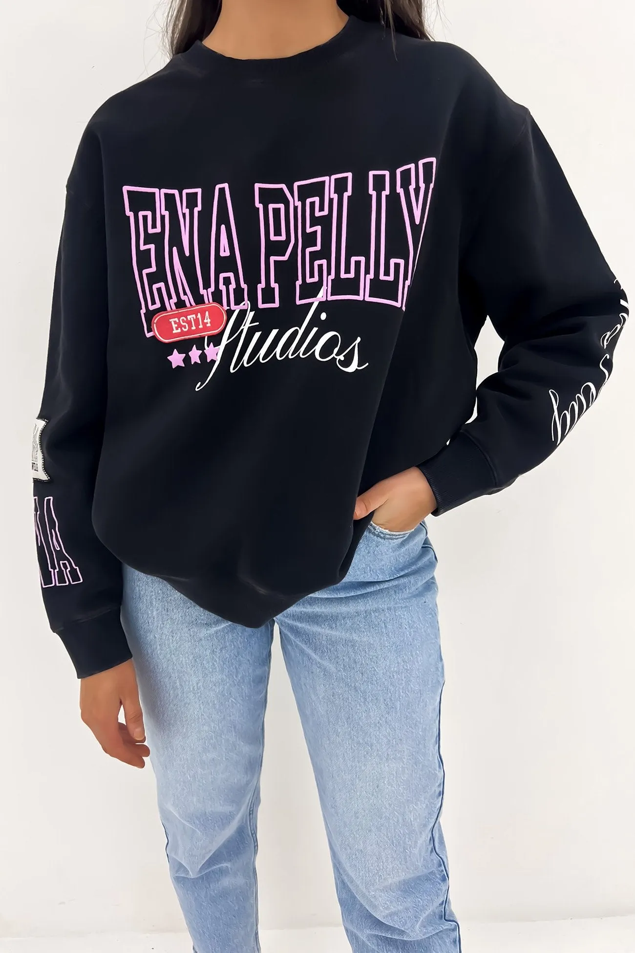 EP Mix Oversized Sweater Washed Black