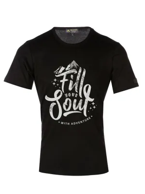 'Fill your Soul With Adventure' Text Black T-Shirt