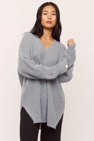 Florie V Neck Sweater - Greyish Blue