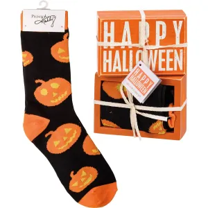 Happy Halloween Box Sign And Sock Set