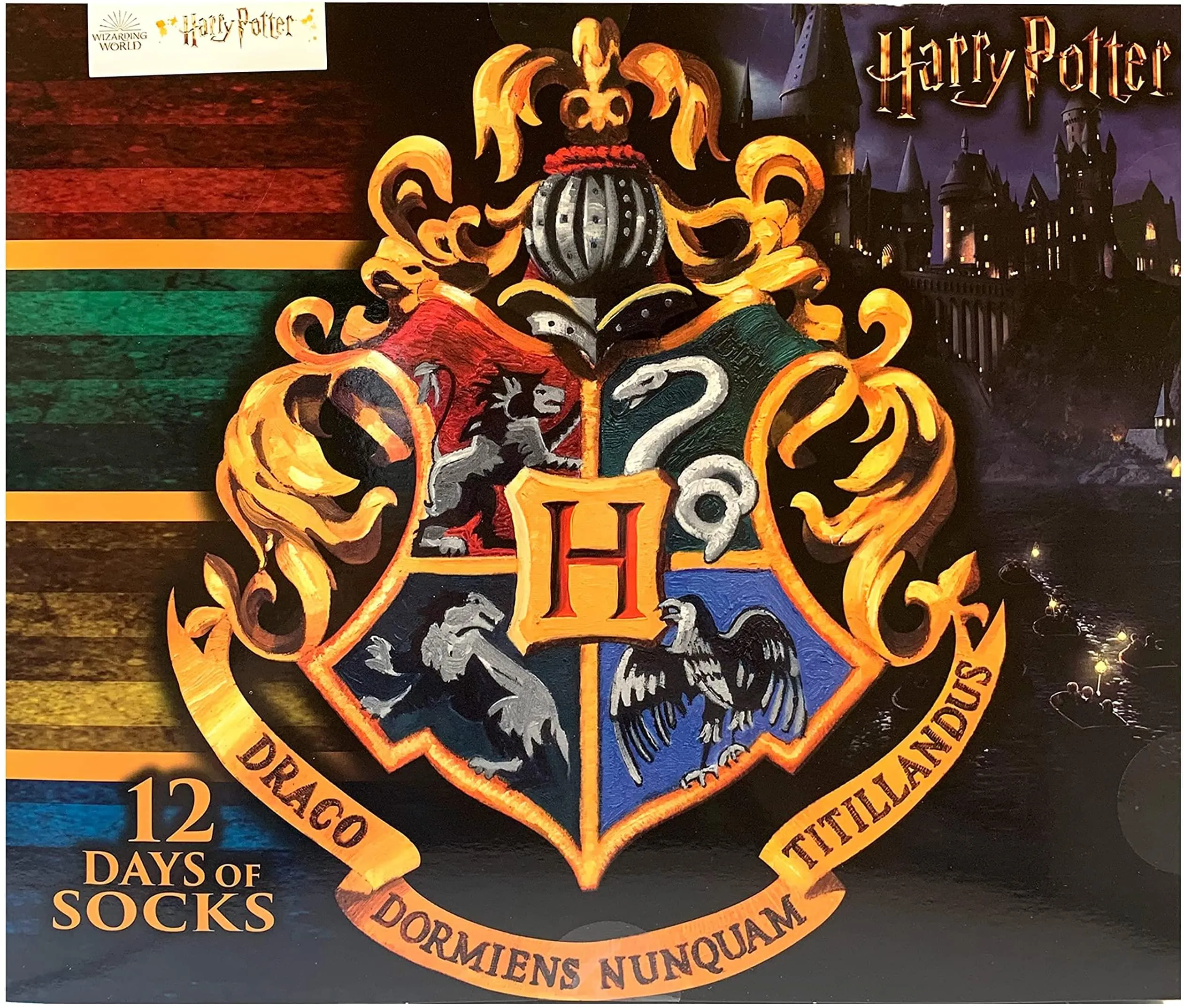 Harry Potter Hogwarts Houses Mens 12 Days of Socks in Advent Gift Box