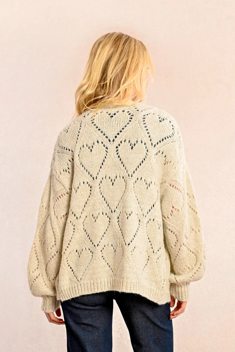 Heart Cardigan - Cream