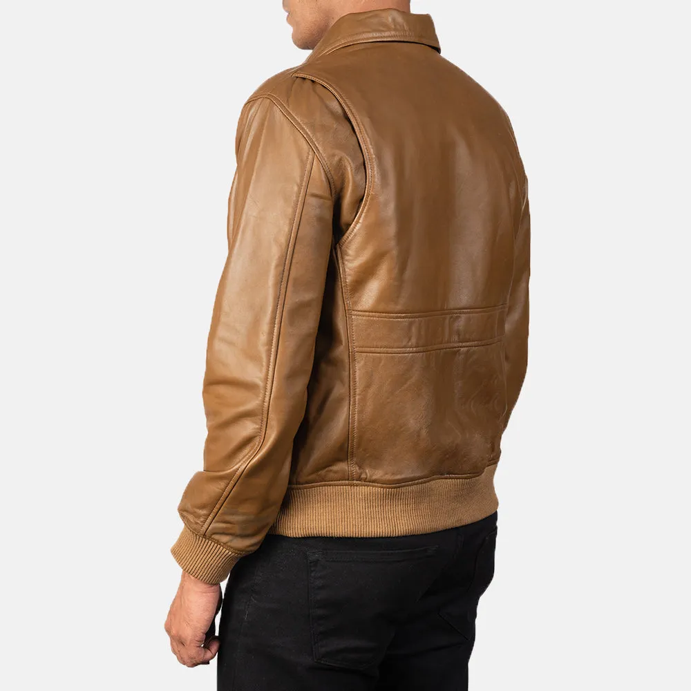 Heisenberg Olive Brown Leather Bomber Jacket