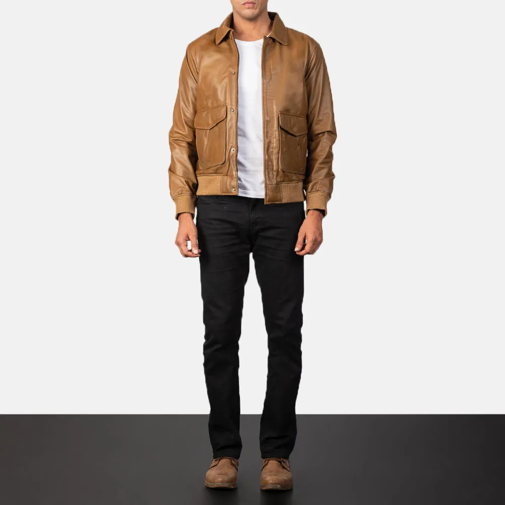 Heisenberg Olive Brown Leather Bomber Jacket