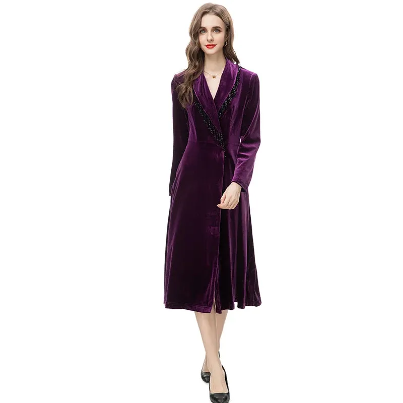 HEYFANCYSTYLE Regal Purple Velvet Coat