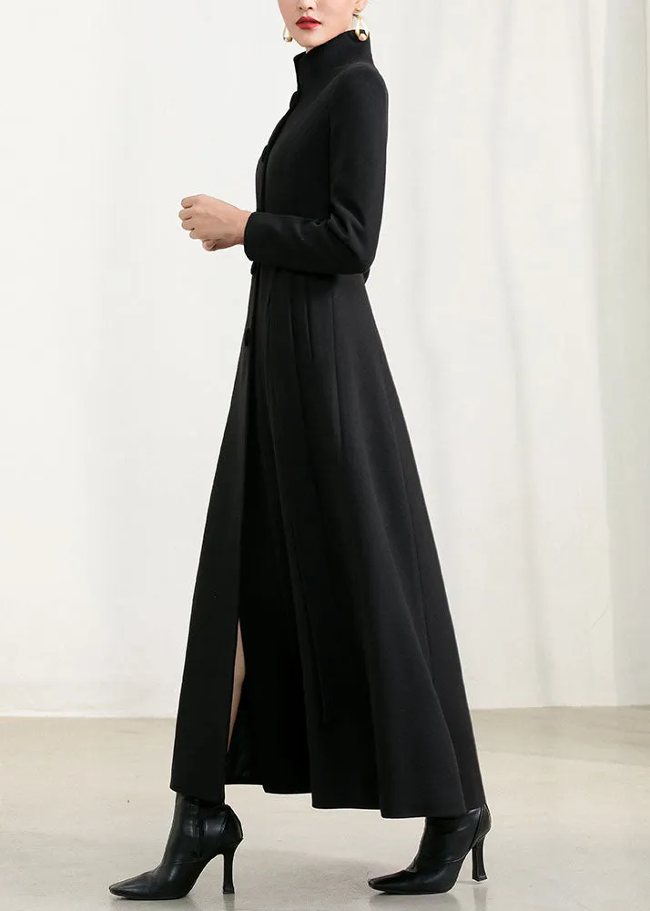 High collar cashmere winter long coat 2957