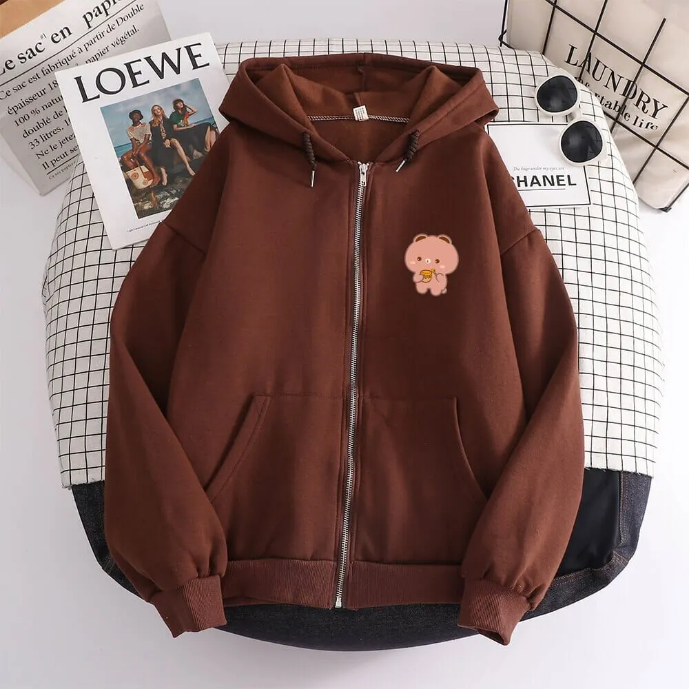 Honey Lovin Boberu the Bear Soft Zip-Up Hoodie