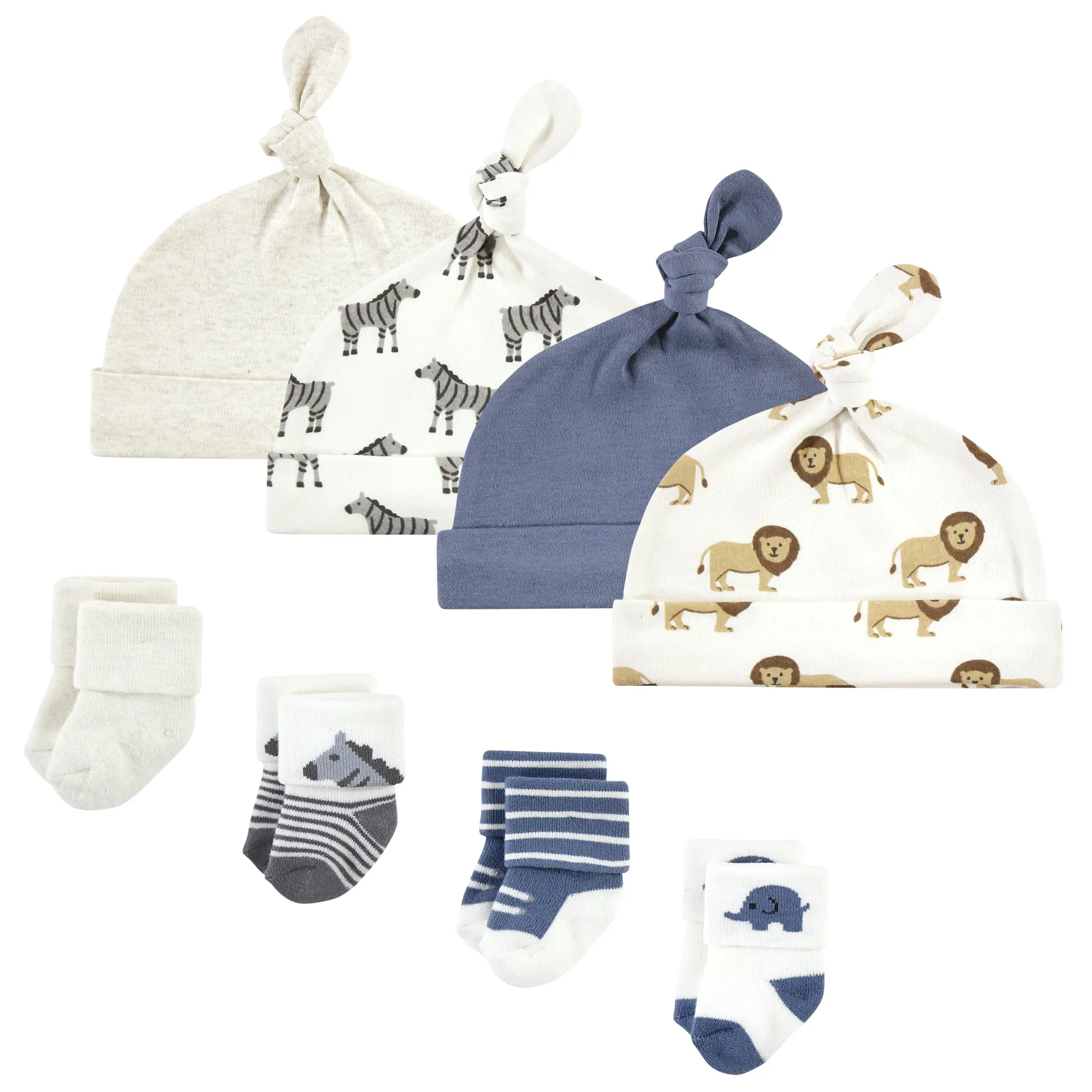 Hudson Baby Cap and Socks Set, Safari