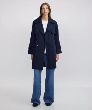 Ipekyol Buttoned Wide Collar Trench Coat Navy