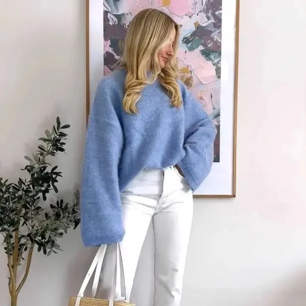 Irene Fuzzy Mohair Crewneck Sweater