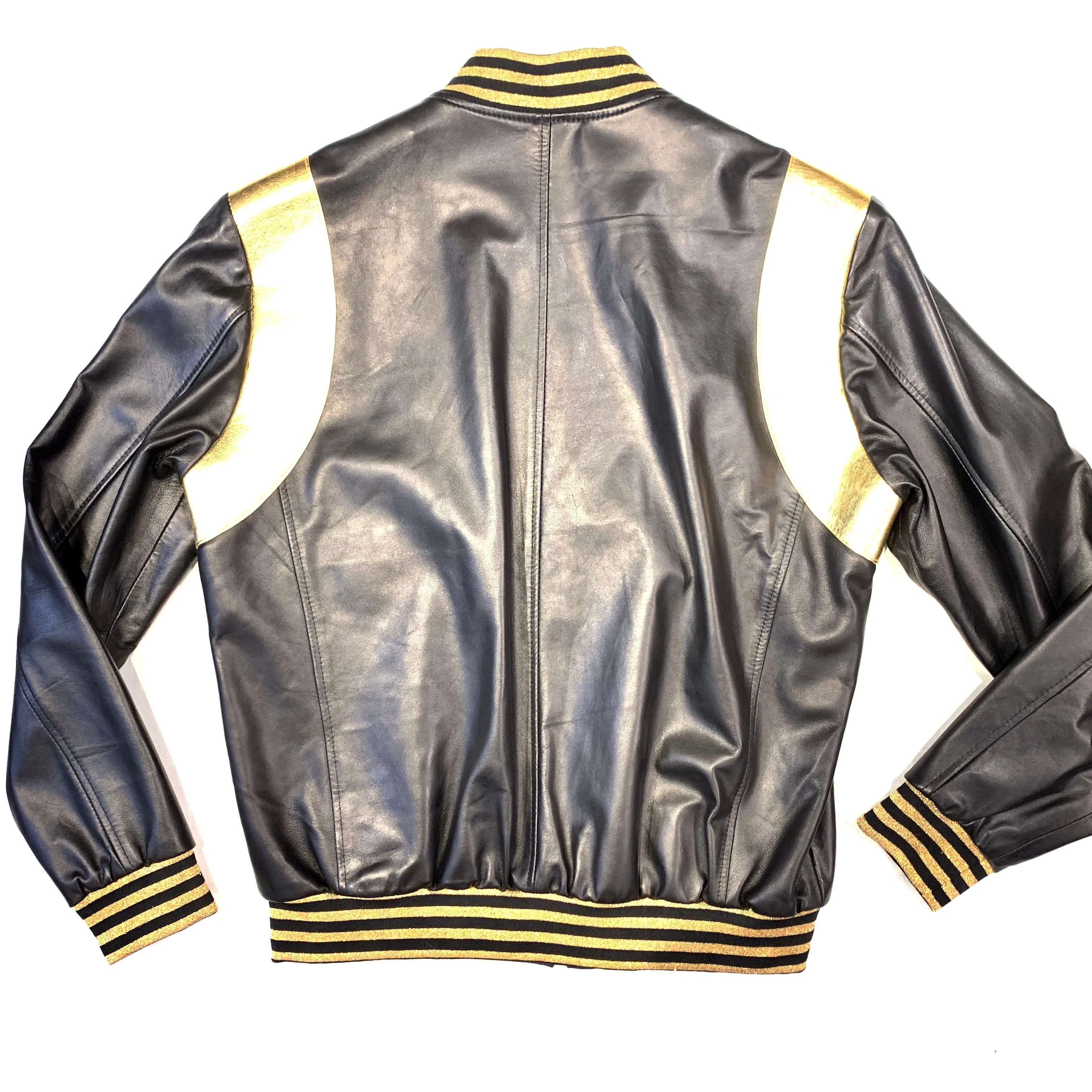 Kashani Black Gold Lambskin MA-1 Bomber Jacket