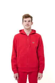 Lacoste Men's Kangaroo Pocket Zip-Up Fleece Hoodie 'RED' SH9626 51 240