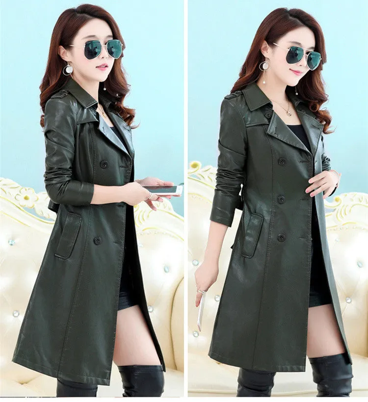 Leather Trench Coat Slim Fit