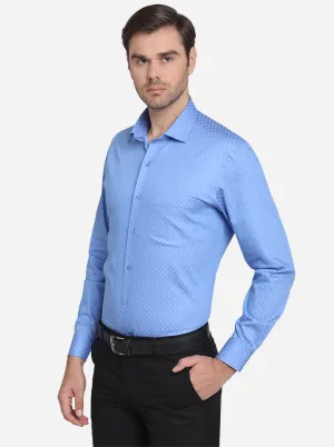 Light Blue Dobby Slim Fit Formal Shirt  | Metal