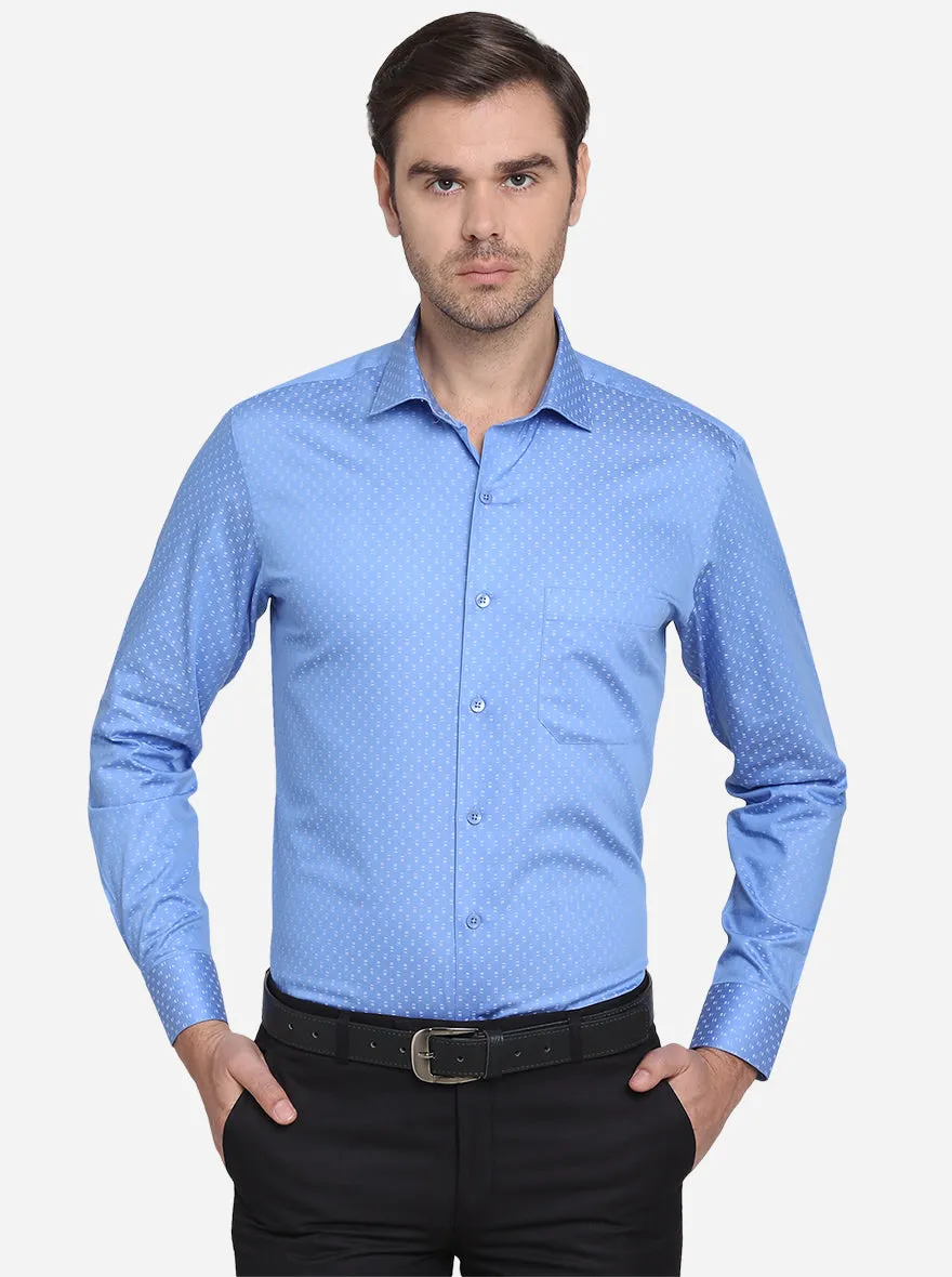 Light Blue Dobby Slim Fit Formal Shirt  | Metal