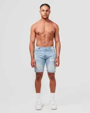 Light Blue Ripped Denim Shorts