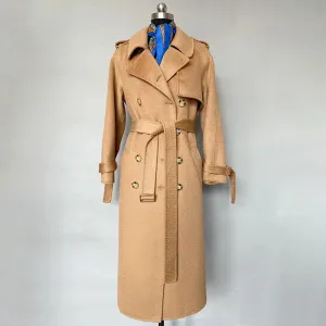 Long Belted Women's Wool Coat