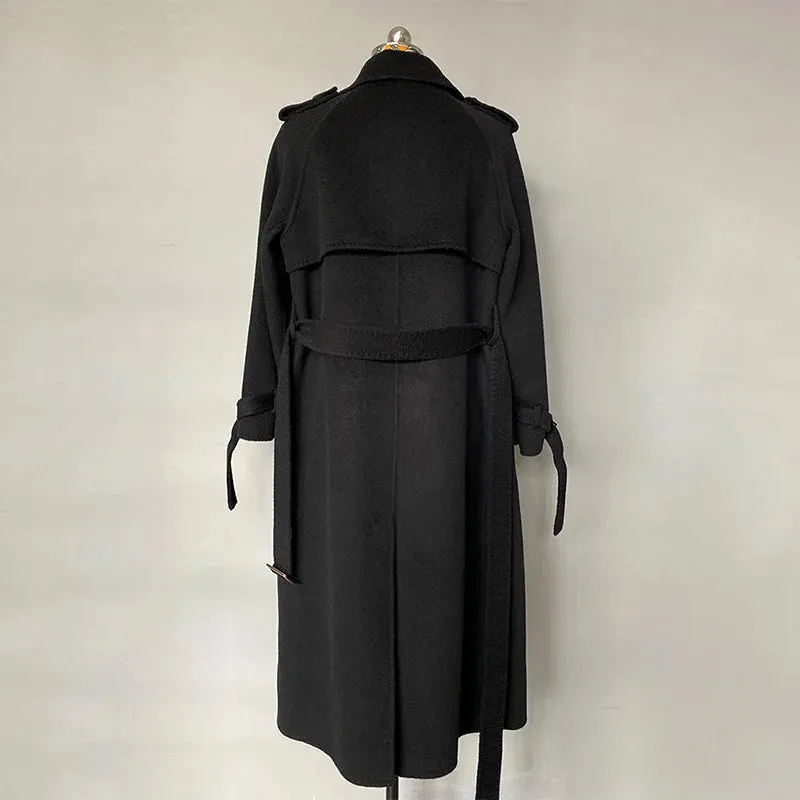 Long Belted Women's Wool Coat