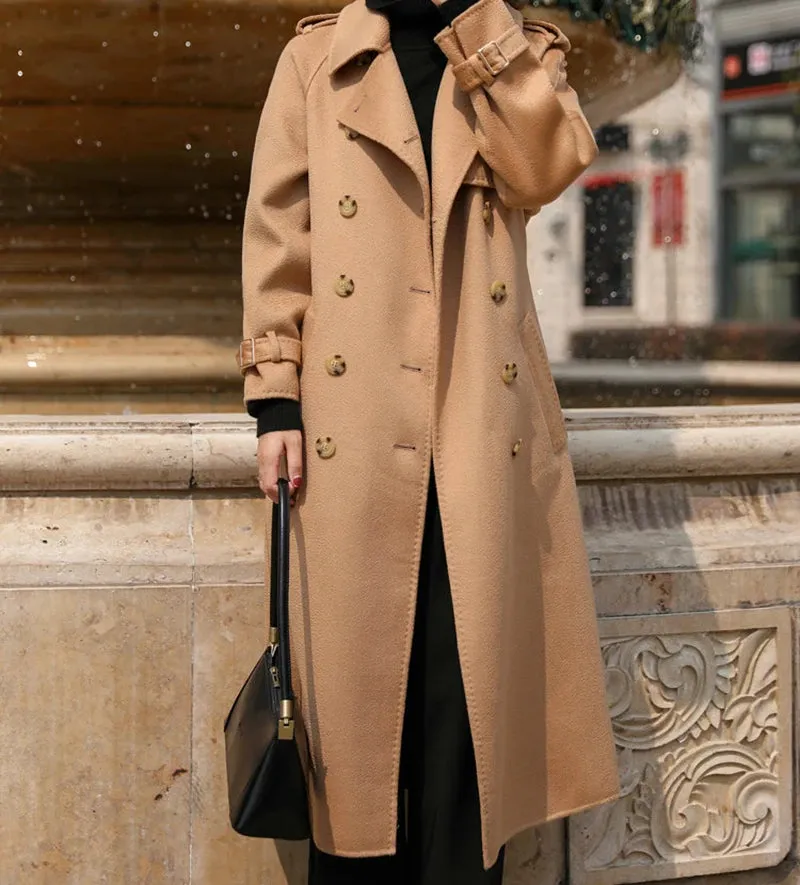 Long Belted Women's Wool Coat