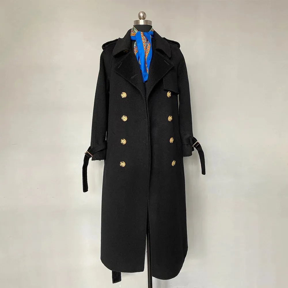 Long Belted Women's Wool Coat