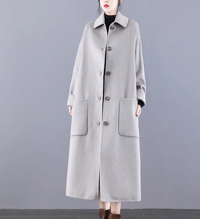 Long Double Face Wool Coat Handmade Long Warm Long Women Wool Coat Jacket/6677