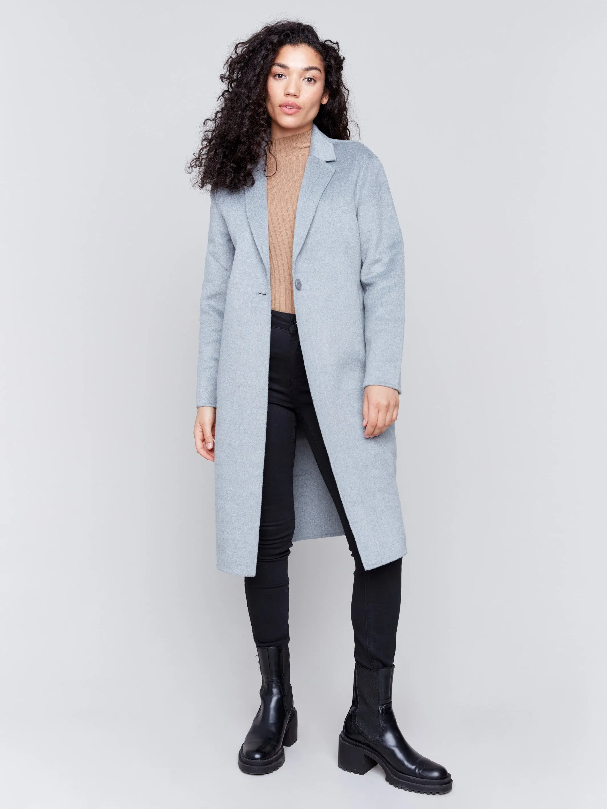 Long Double-Faced Wool Coat - Grey - H-Grey