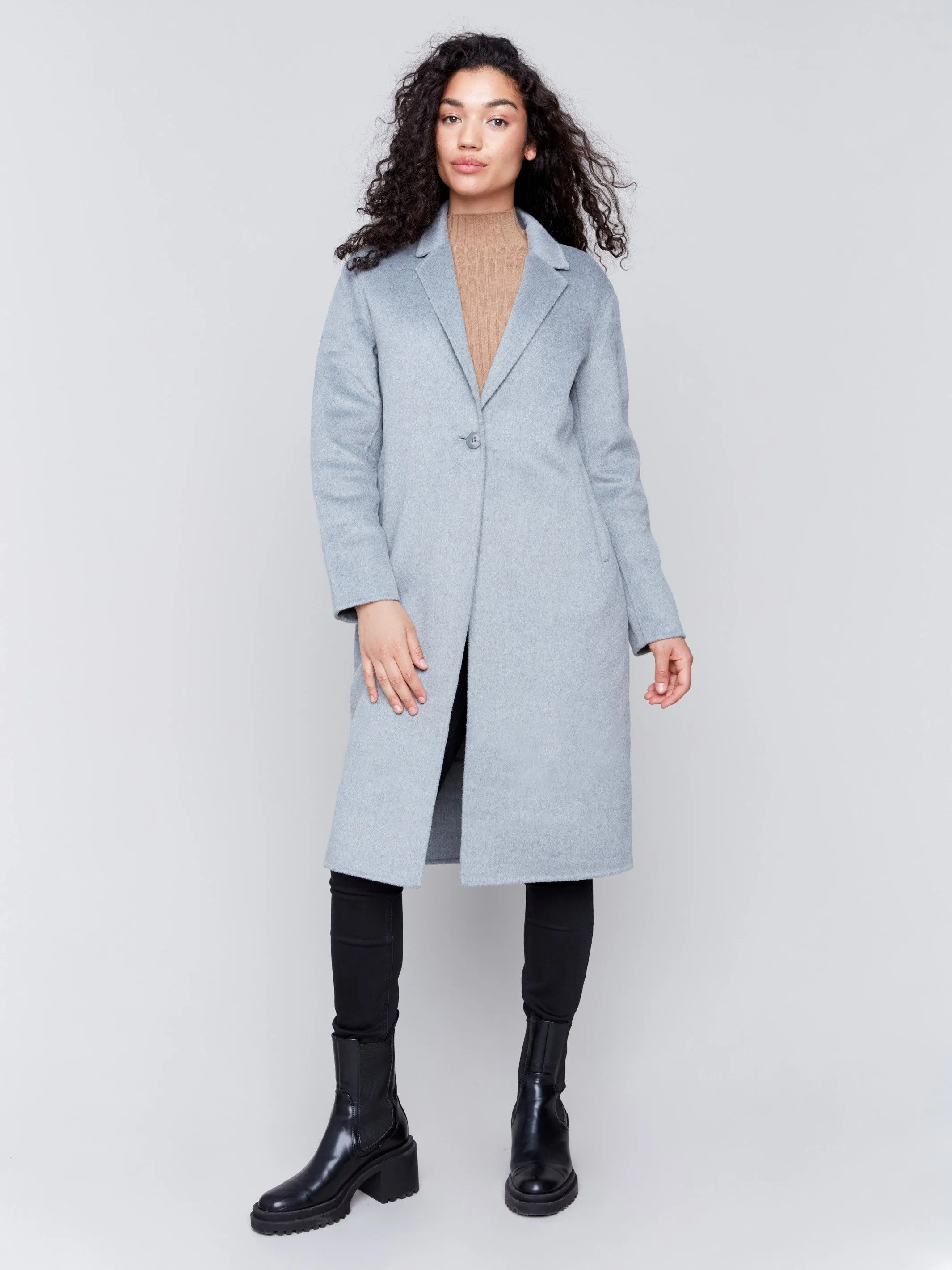 Long Double-Faced Wool Coat - Grey - H-Grey