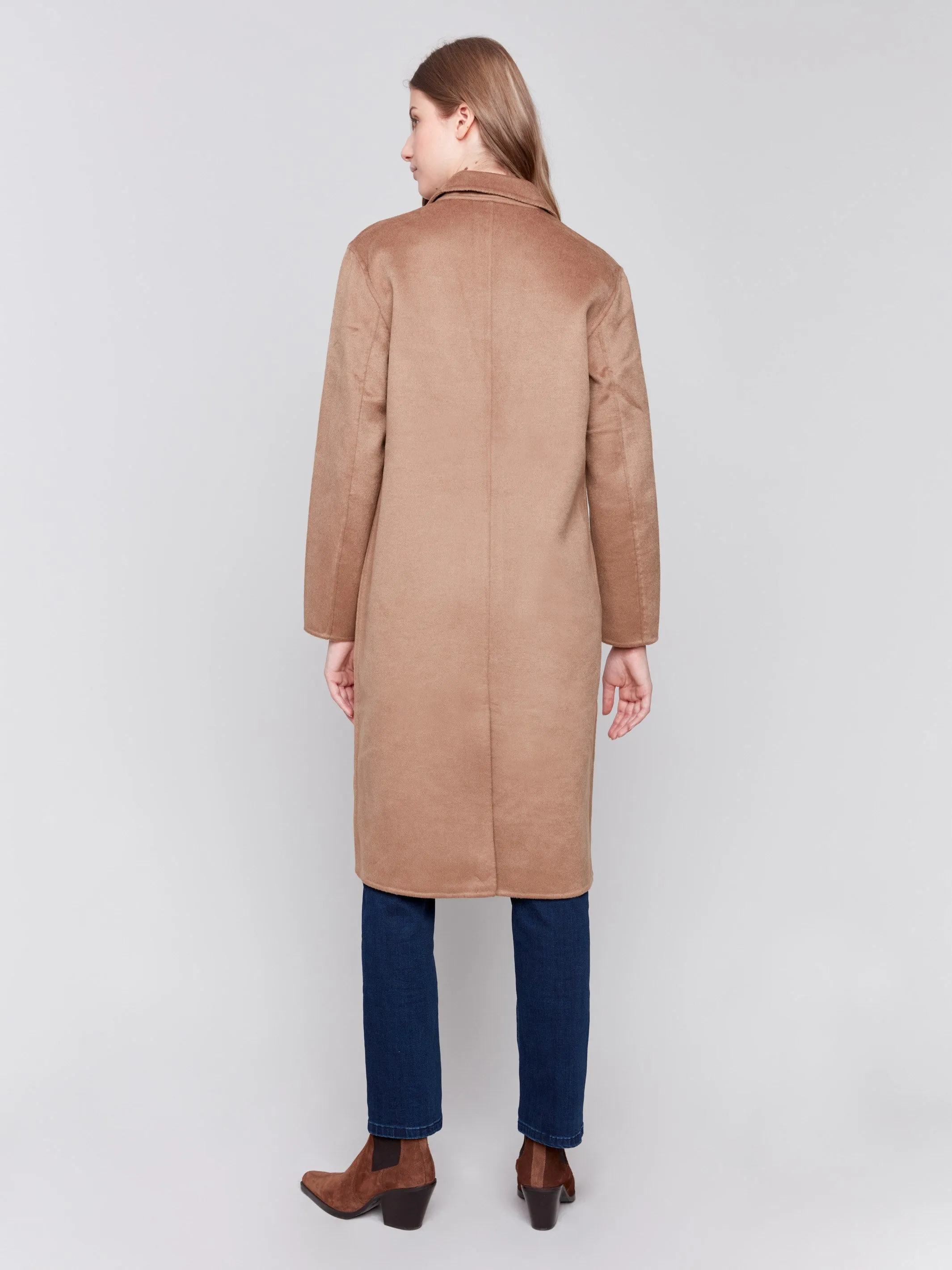 Long Double-Faced Wool Coat - Truffle