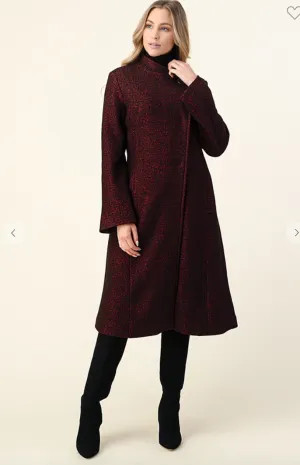 Longline Mock Neck Wool Coat