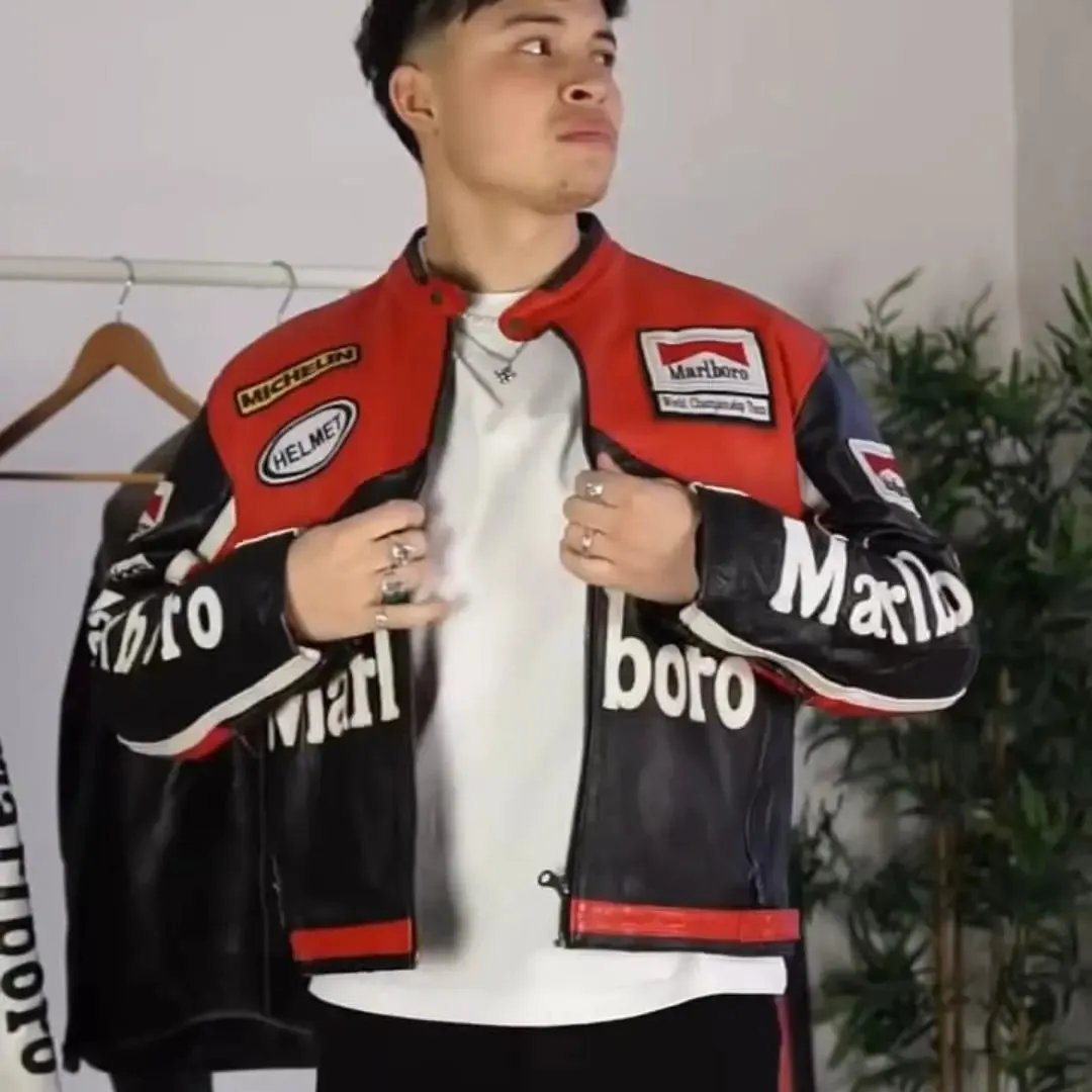 Marlboro Leather Jacket - Red & Black