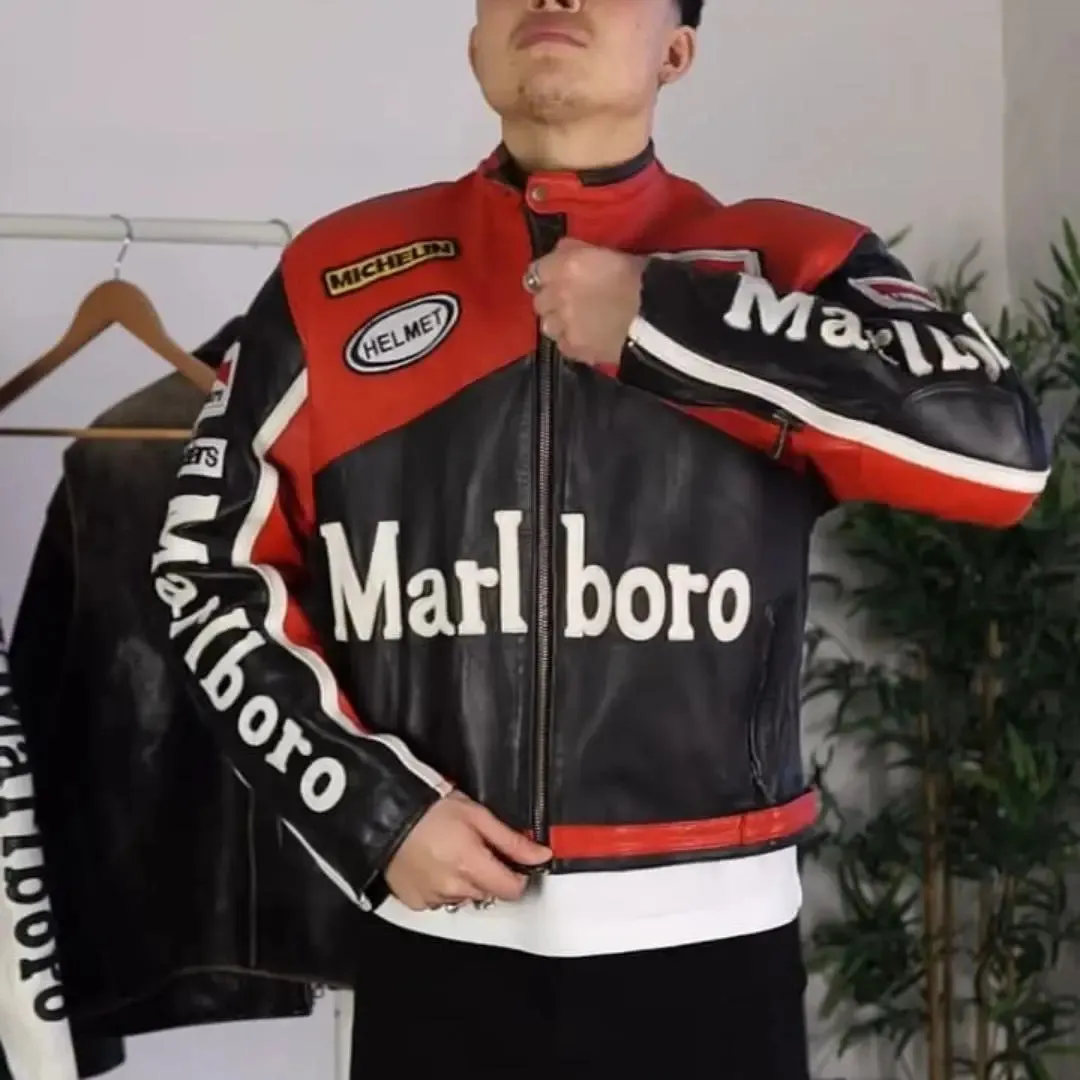 Marlboro Leather Jacket - Red & Black