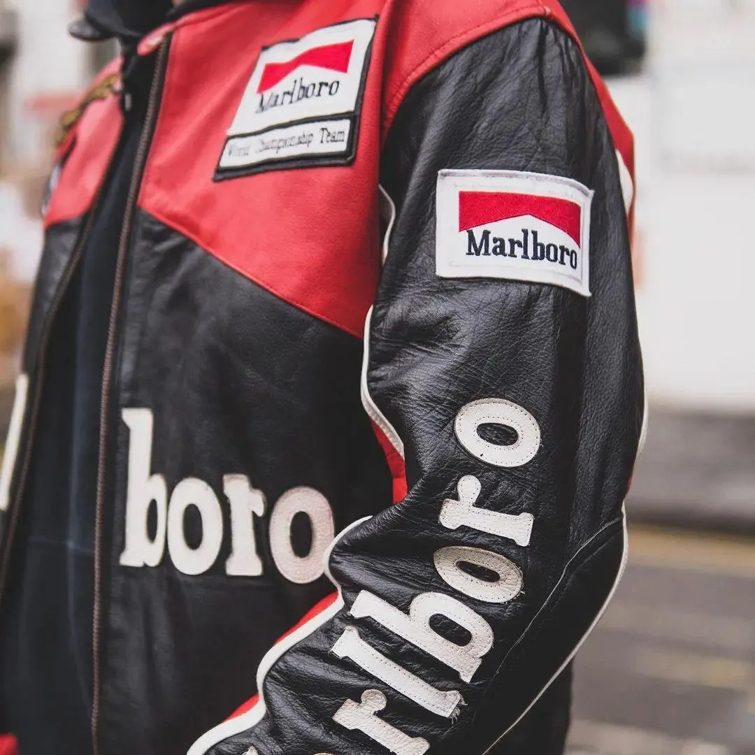 Marlboro Leather Jacket - Red & Black