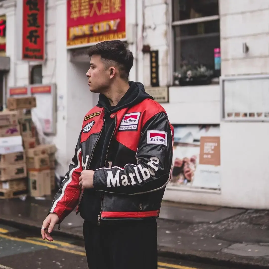 Marlboro Leather Jacket - Red & Black