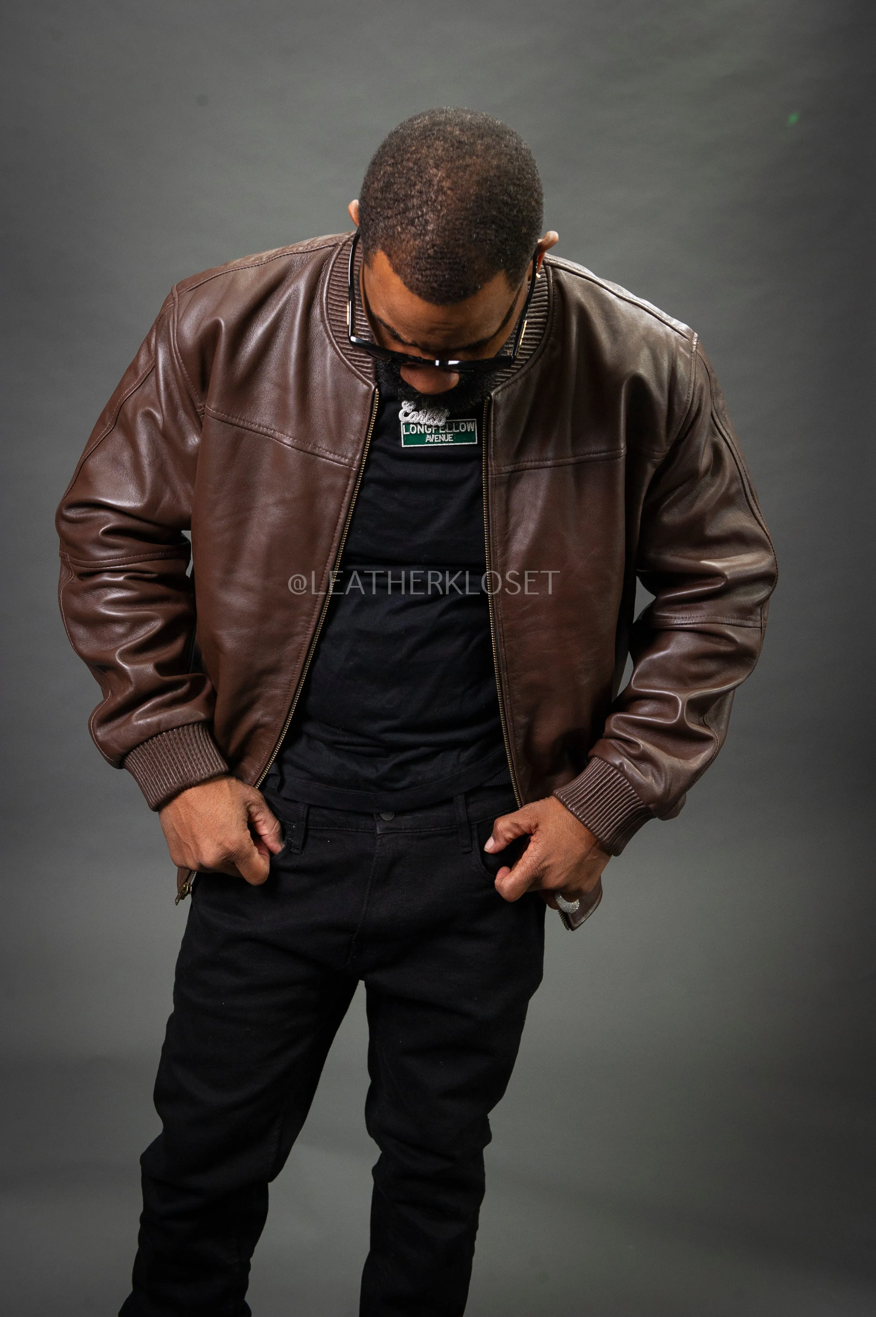 Men's Classic Baseball Leather Jacket [Brown]