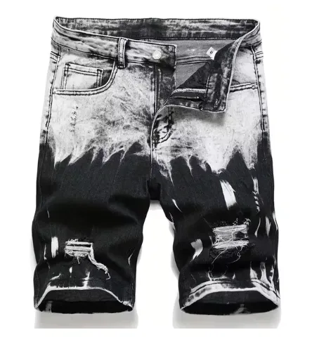 Men's Denim Shorts - Men's Summer New Slim Stretch Denim Shorts