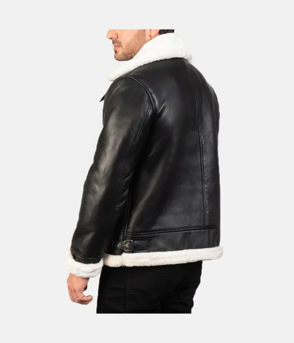 Men's Fur Collar Shearling Leather Jacket