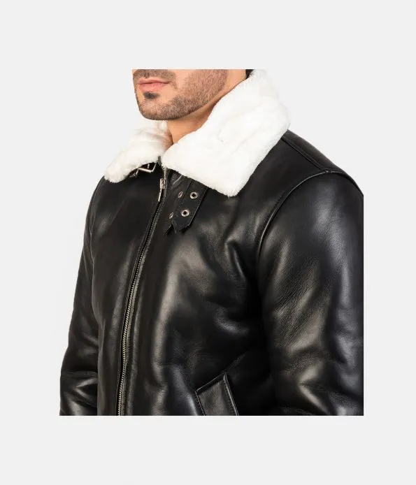 Men's Fur Collar Shearling Leather Jacket