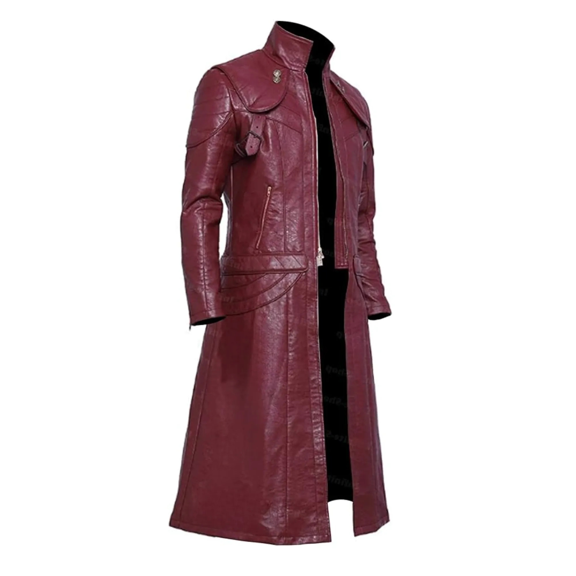 Mens Long Leather Trench Coat