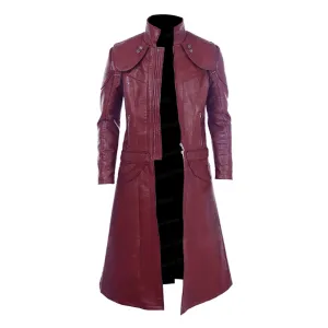 Mens Long Leather Trench Coat