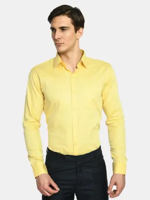 Men's Yellow Solid Giza Cotton Formal Shirt