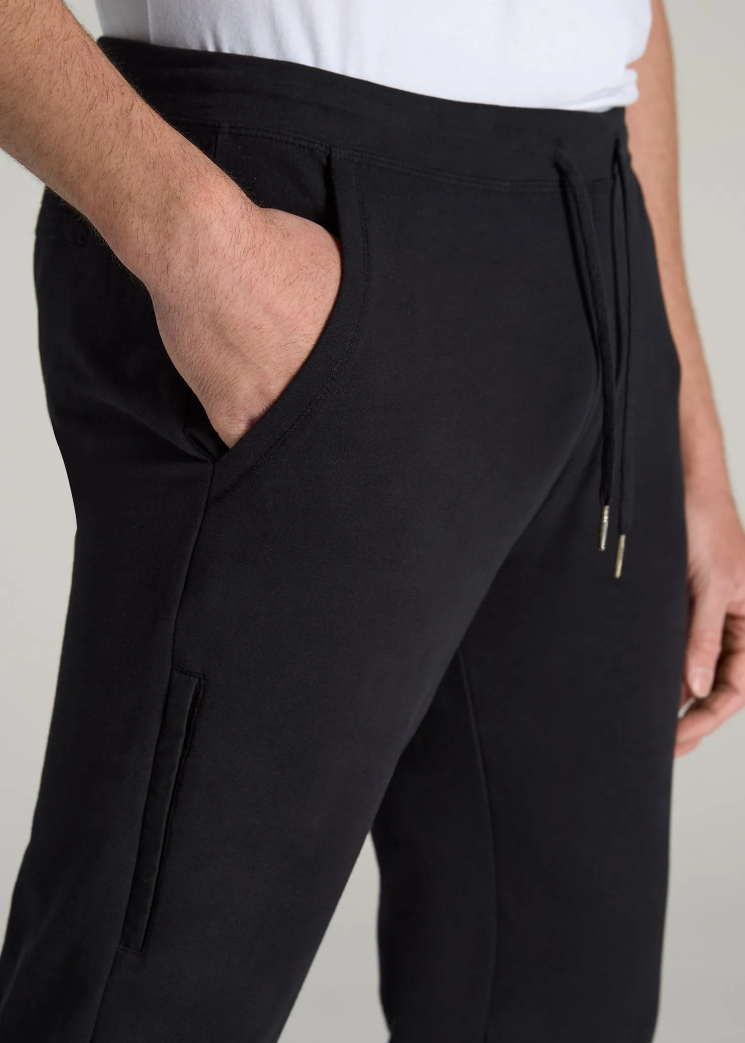 Microsanded French Terry Sweatpants for Tall Men in Black