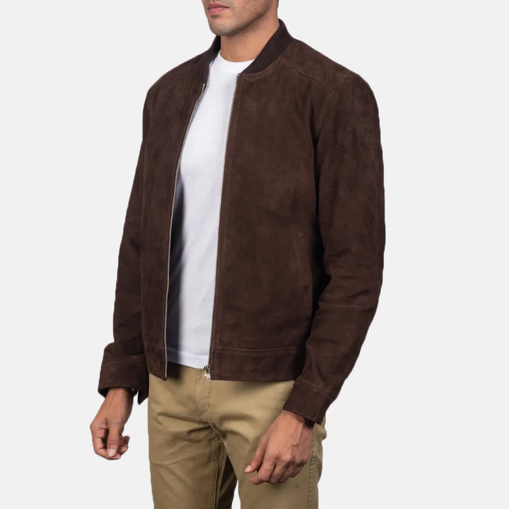 Mocha Suede Brown Bomber Jacket