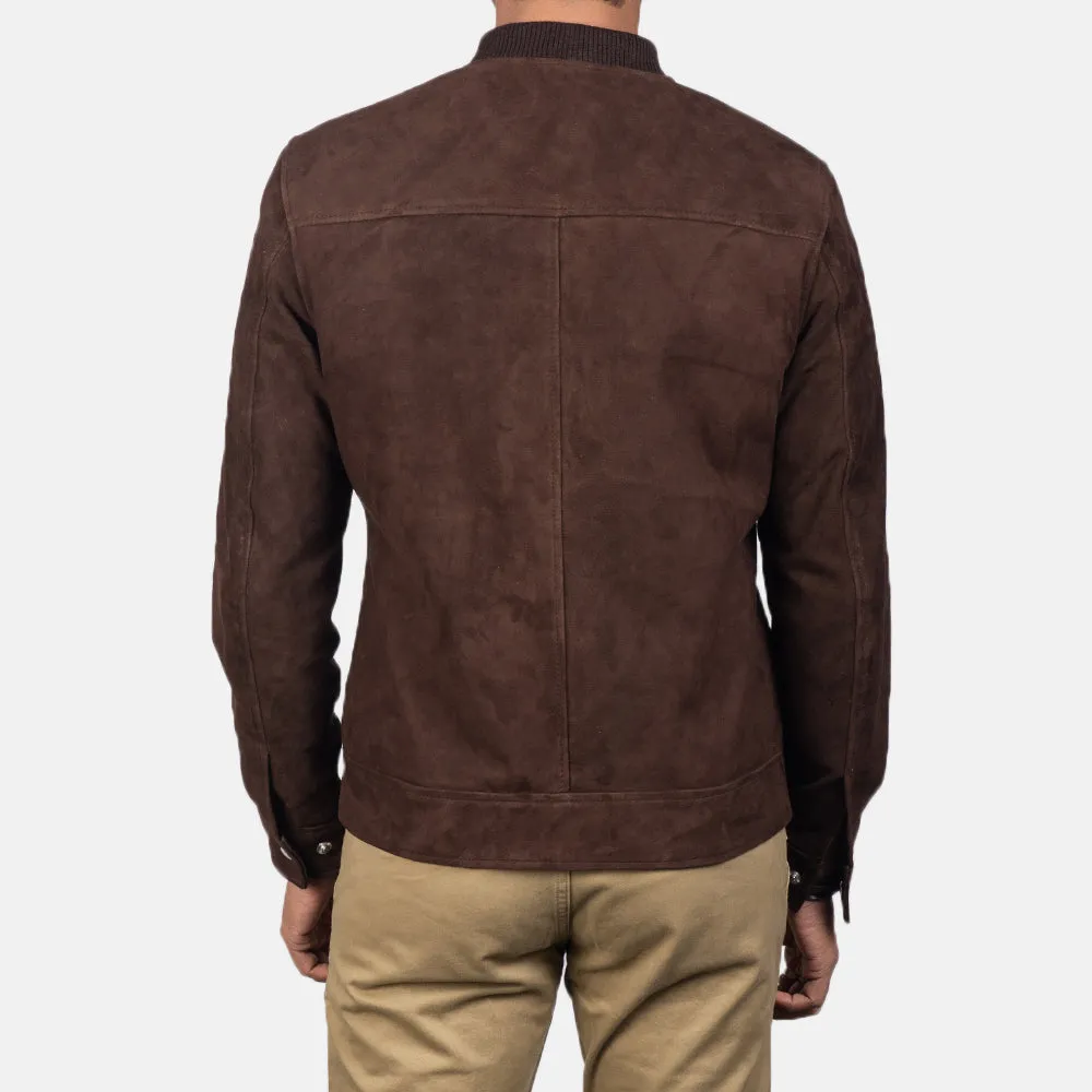 Mocha Suede Brown Bomber Jacket