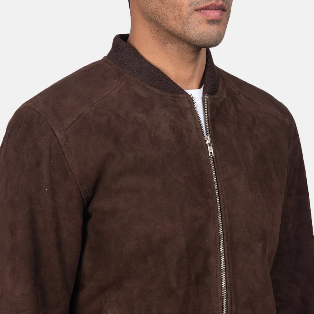 Mocha Suede Brown Bomber Jacket