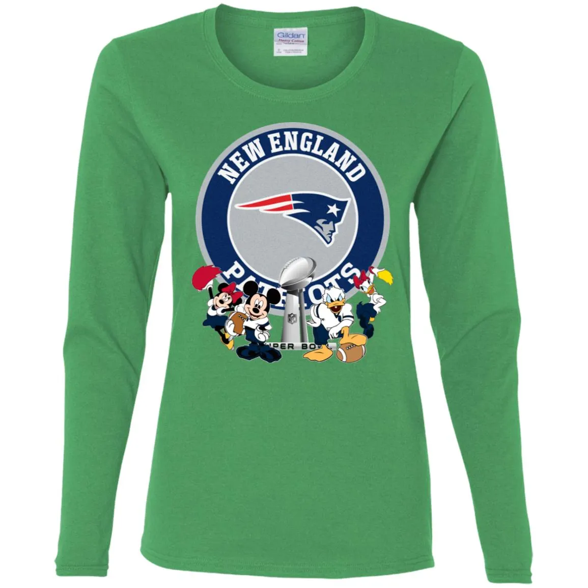 Nfl – New England Patriots Super Bowl 2019 Mickey Mouse Minnie Mouse Donald Duck Daisy Duck Football Women Long Sleeve Shirt