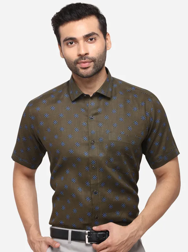 Olive Solid Slim Fit Party Wear Shirt | JB Studio