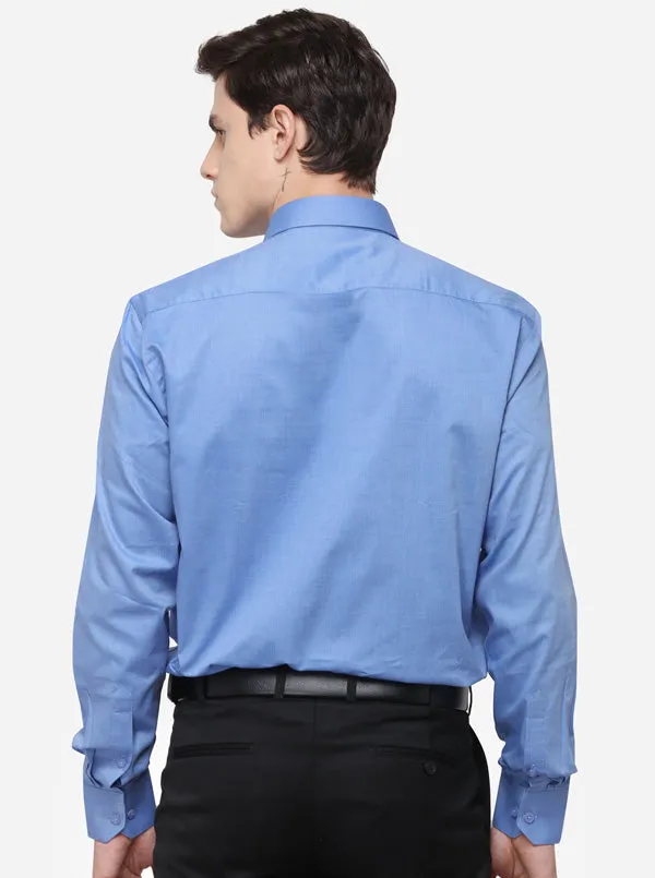 Olympic Blue Solid Regular Fit Formal Shirt | JadeBlue