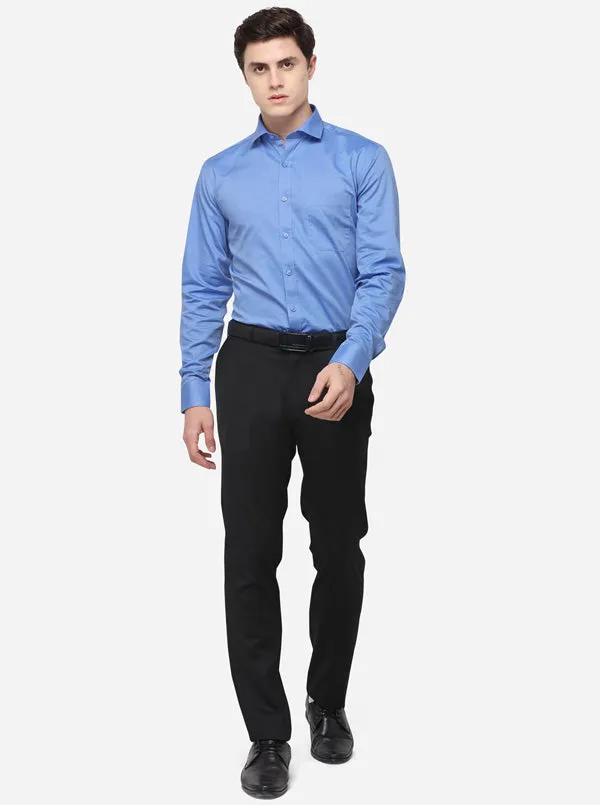 Olympic Blue Solid Regular Fit Formal Shirt | JadeBlue