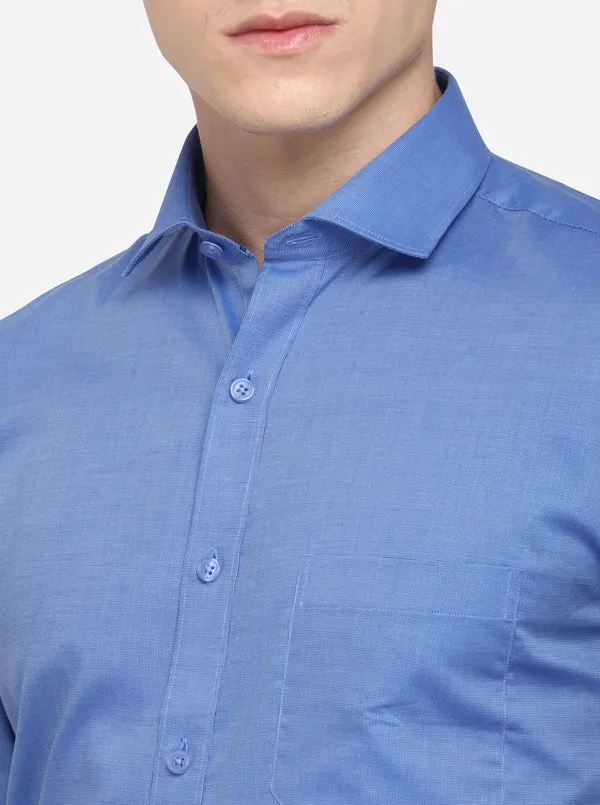 Olympic Blue Solid Regular Fit Formal Shirt | JadeBlue