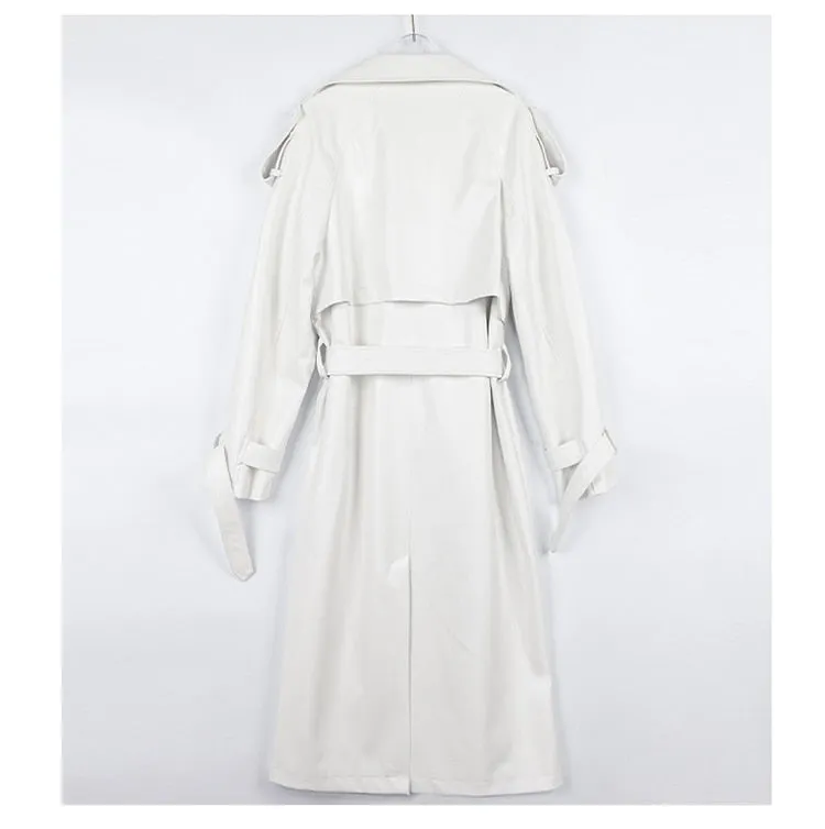 Oversized Long Waterproof Leather Trench Coat